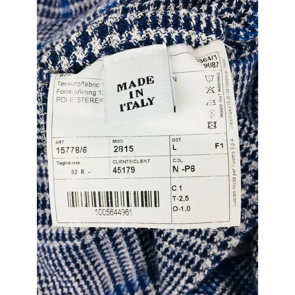 42R LBM 1911 Italy Mens 2 Bttn Blazer Sport Coat Glen Check Blue Gray Italy 52R